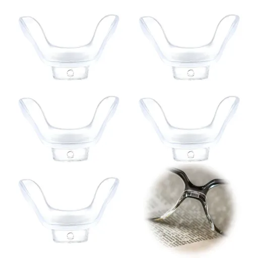 5Pcs Eyeglass Nose Pads,U Shape Nose Pads for Glasses,Screw-On Nosepads,Anti-Slip Cushioned Silicone Nose Pads for Eyeglasses
