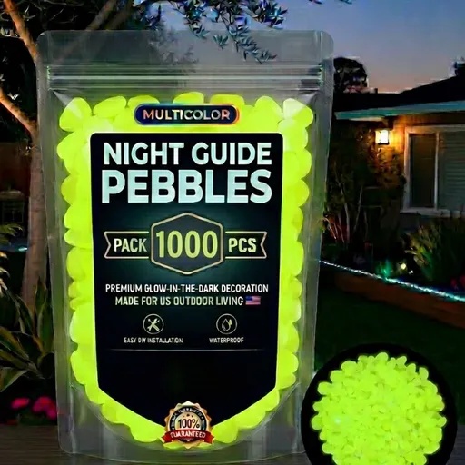 1000Pcs Glow-in-the-Dark Pebbles, Luminous Garden Stones, Waterproof Non-Toxic Fluorescent Rocks Fish Tank Aquarium, Yellow