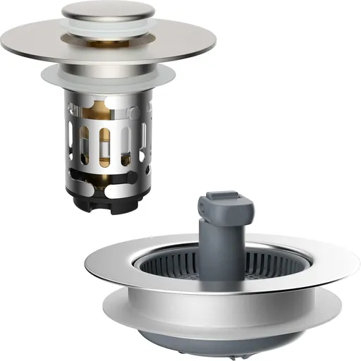 Upgraded 3 in 1 Bathroom and Kitchen Sink Drain Strainer