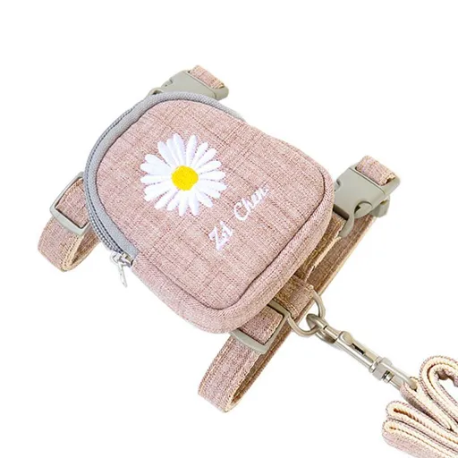 Zichen Dog Harness Polyester Embroidered Chrysanthemum Coffee 1.5(L size) embroidered chrysanthemum I-shaped backpack
