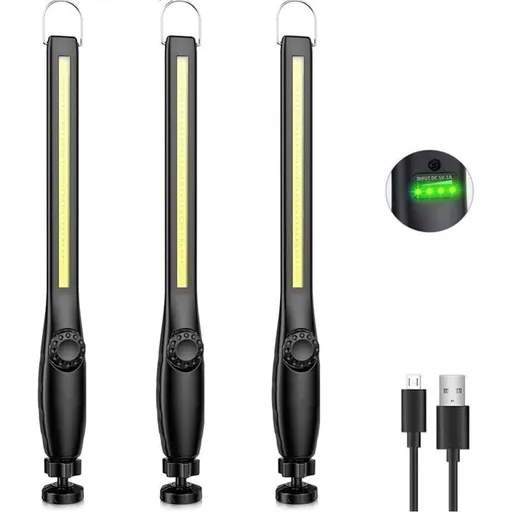 3 Pcs LED Mechanic Lamp Garage, Camping Rechargeable Work Lamp LED Flashlight for Car COB Dimmable Workshop Lamp