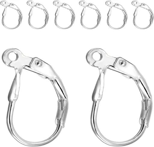 925 Sterling Silver Leverback Earring Hooks 8pcs French Ear Wire Lever Back Earwire for Jewelry Making Crafting