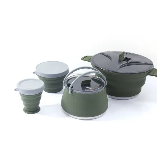 Outdoor Camping Foldable Pot, Silicone Hiking Cook Pot, Portable Picnic Cookware Set, Stainless Steel Camping Cookware