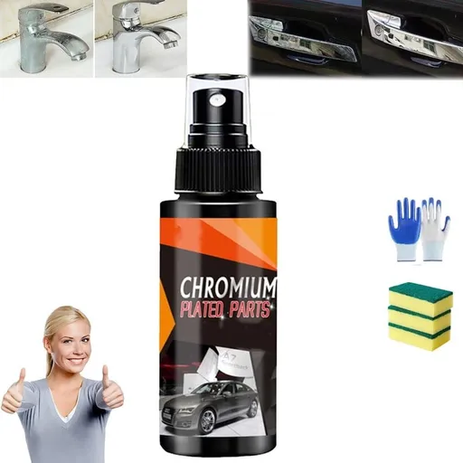 Car Metal Chrome Polish & Cleaner, 3.4 Fl Oz, Gentle Scratch-Free Rust Polish, Rust Remover for Cars, Trim & Household Shine Restorer