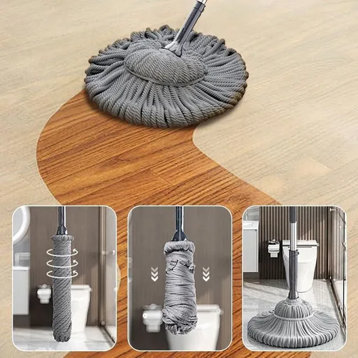 Super Absorbent Self-Wringing Mop with Long Handle | Microfiber Mop for Hardwood Tile & Laminate Floors | Self-Wringing Spin Mop for Easy Cleaning
