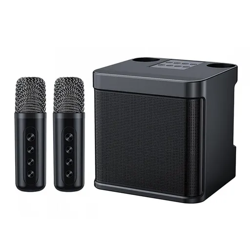 Portable Karaoke Machine with 2 Wireless Microphones Portable Bluetooth Speaker for Family Party Singing Black