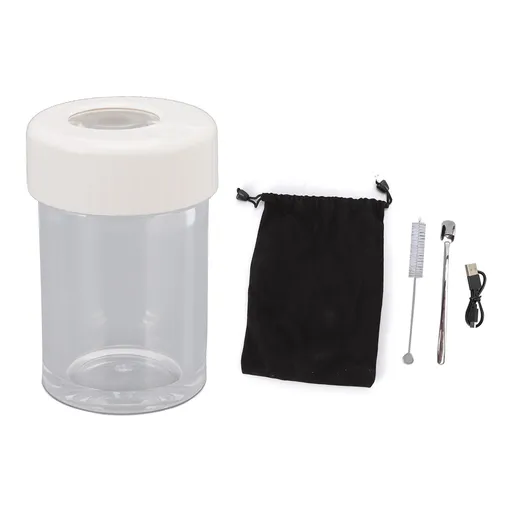 Magnifying Viewing Jar Multifunction Waterproof Magnifying Glass Storage Jar with LED Light for Home Travel White