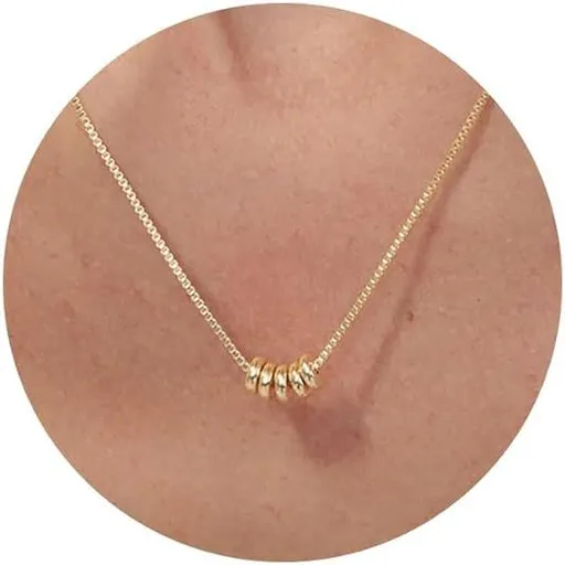 Gold Necklace for Women, Necklace Gold Plated Sun Lotus Flower Necklace Simple Bead Necklace Jewelry Everyday for Girls