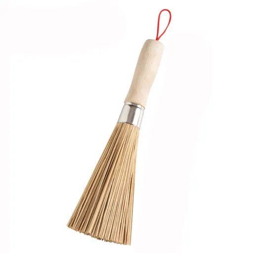 bamboo wok brush, kitchen cleaning brush, bamboo kitchen pan brush, pan handle cleaning brush, bamboo pan brush
