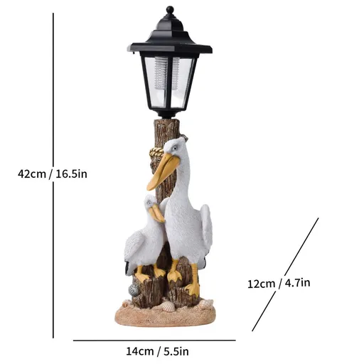 Resin Hummingbird Solar Lamp Outdoor Garden Sculpture Couple Hummingbird - Multi-color - Size 22
