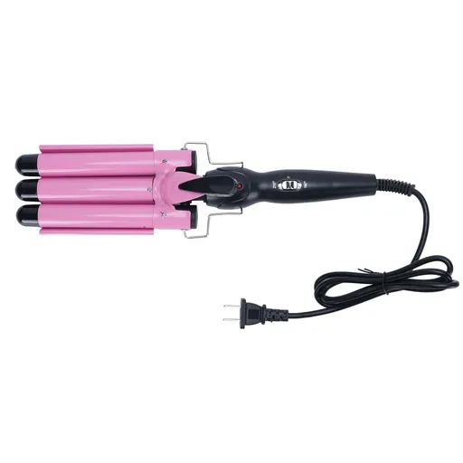 3 Barrel Curling Iron Hair Crimper 22mm Hair Curling Wand with 2 Temperature Control Fast Heating Portable Crimper for Waving Hair US Plug