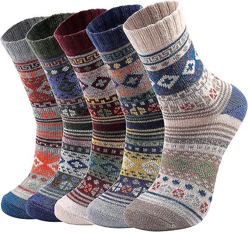 5 Pairs Wool Socks for Women Boot Crew Cozy Soft Warm Winter Socks