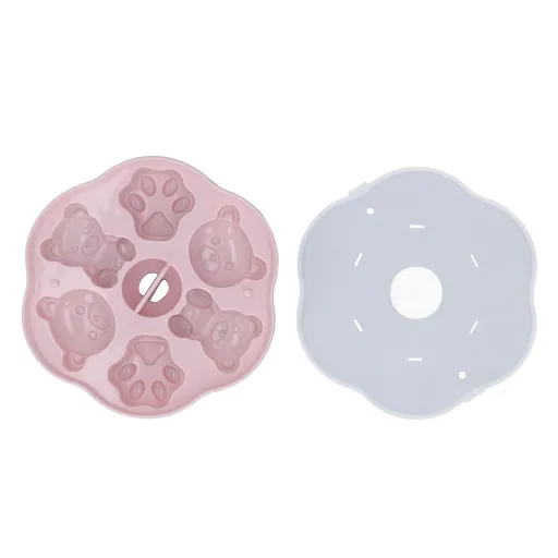 Jelly Mold Silicone Lovely Bear Cat Paw Ice Cube Cake Pudding Kitchen Mould with Lid for Home Kitchen Pink