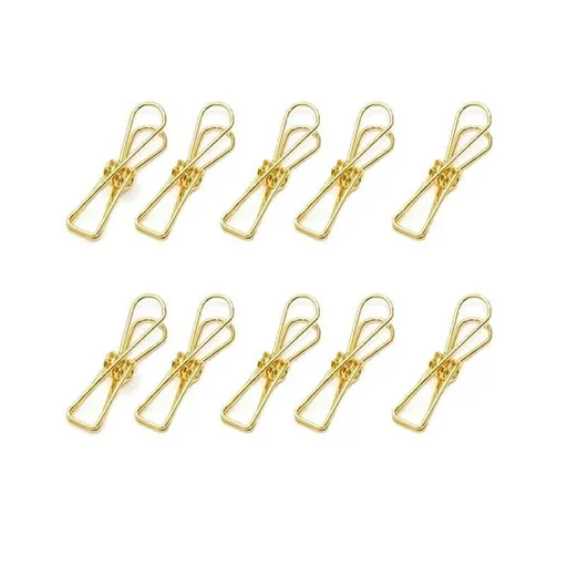 10X Spring Paperclips Metal Wire Hollow Out Clips 33mm Mini Binder Paper Clip - Gold