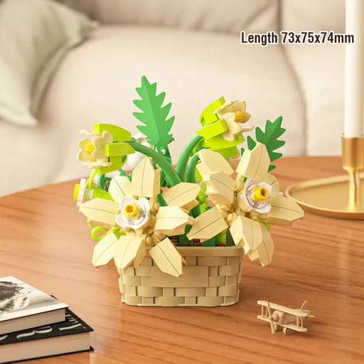Flower Bouquet Building Kit Bonsai Rose Fower Basket Building Blocks Set Artificial Toys Valentines Day Gifts for Girlfriend Mom