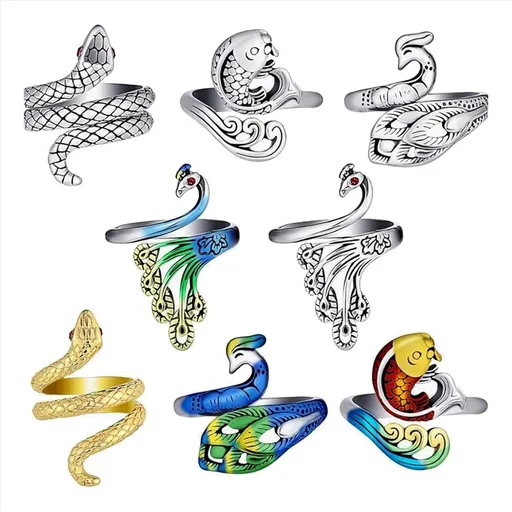 8-Piece Set of Adjustable Knitted Crochet Ring, Finger Guide Yarn Tension Ring for Knitting Rings