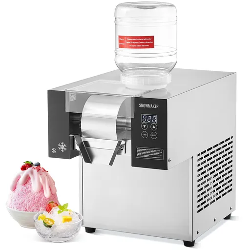 Commercial Snowflake Ice Machine, 276LBS/24H Snowflake Ice Maker, Stainless Steel Ice Shaver Machine, Electric Snow Cone Maker, Air Cooling System for Rapid Heat Dissipation, for Bakery, Cafe