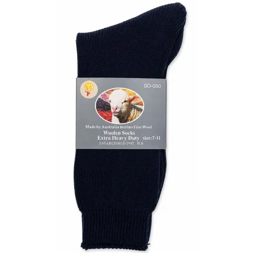 1 Pair Merino Wool Blend Work Socks Thermal Hiking Winter Warm Socks - Navy