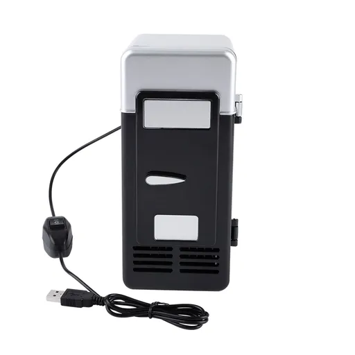 LED Mini USB Refrigerator USB Refrigerator Drinks Beverage Cans Refrigerator and Heater Black