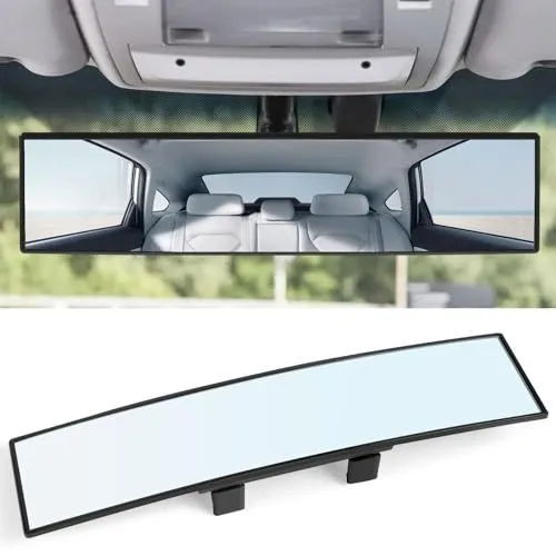 Rear View Mirror, 12 Inch Universal Wide Angle Rear View Mirror Accessories Panoramic Convex Clip-on for Cars, SUVs, Trucks, Vehicles