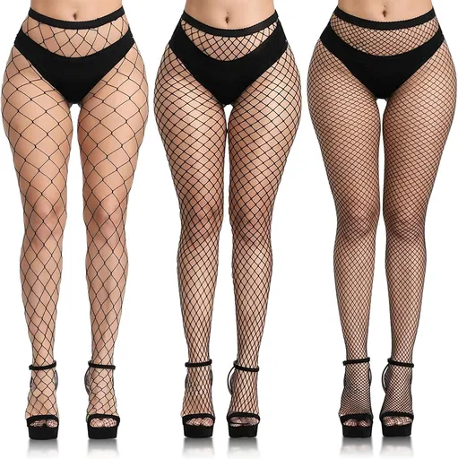 3 PCS Black Fishnet Stockings for Women, Fish Nets Women Tights, Fishnet Tights Ladies Plus Size One Size Fit All