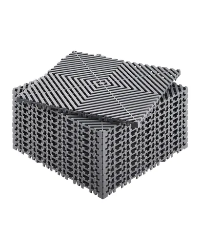 Interlocking Drainage Mat, 31 x 31 cm Modular Interlocking Cushion, 12 Pcs Splicing Drainage Mats, Non-Slip Gray PP Drainage Floor Tile and Shower Mat, for Garage, Garden, Kitchen & Outdoor