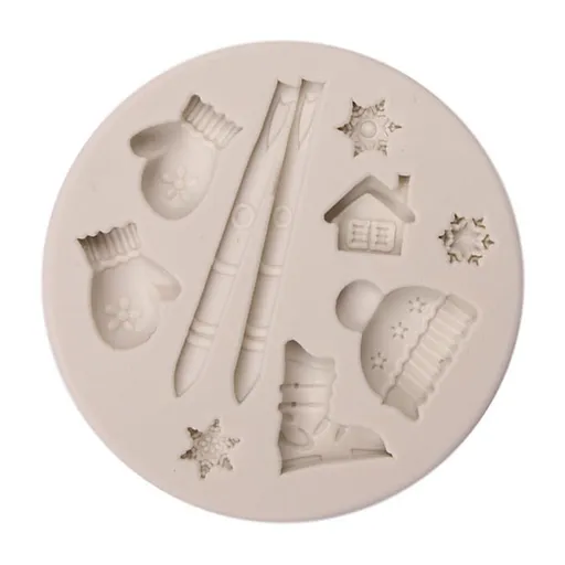 Christmas Style Series Chocolate Mould Deer Pine Cone Bear DIY Silicone Cake Mold 01#