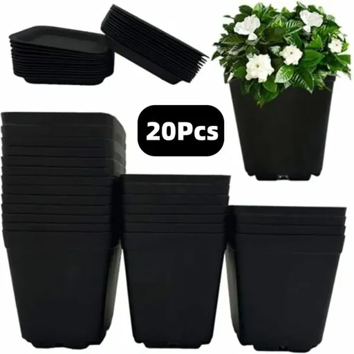 MODANU 10 Pcs Plastic Square Nursery Pots, 3 inch Square Nursery Plant Pot with Saucers, Seedling Nursery Transplanting Planter for Flower, Succulent, Herb, Small Potted Plants, Blue