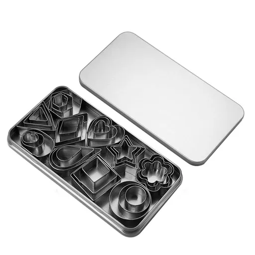 30-Piece Mini Cookie Cutter Set, Stainless Steel Small Clay Cutters for Polymer Clay, Fondant, and Baking, Assorted Shapes (Heart, Star, Flower) with Storage Box