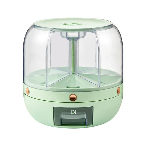 Grains Storage Box Rotatable Transparent Large Capacity Divided Bath Rice Tank Box for Kitchen