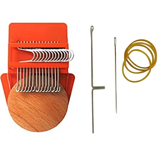 Small Loom Type Weave Tool, 12 Hooks Convenient Darning Mini Loom Weaving Loom Kit for Beginners Quickly Mending Jeans