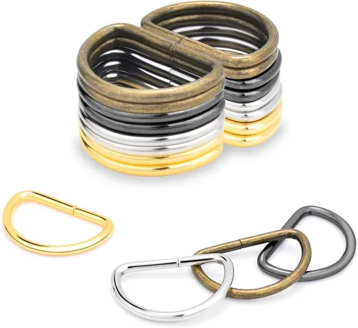 CooBigo 100 Pack 1" Metal D Ring for Purse Making Aprons Belts, Dee Rings Metal Buckle for Canvas Bags Webbing Leather Straps Wallets Crafts Pet Collar Backpack Hardware Assorted
