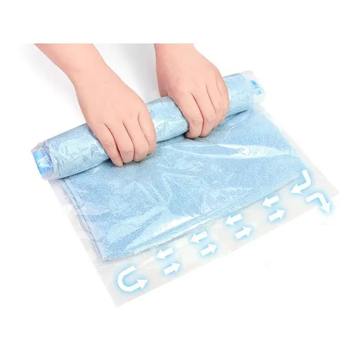 10pc Travel Compression Bags, Roll Up Space Saver Bags, No Vacuum Needed Reusable Packing Bags for Luggage, Suitcase