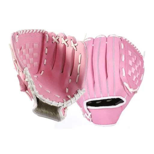1X Baseball Glove Softball Training Mitt Left Hand Gloves for Adult Pink - L
