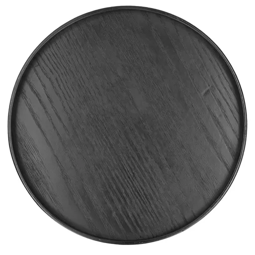 Round Wooden Food Fruit Serving Tray Service Plate for Home Kitchen Hotel Use Black27cm