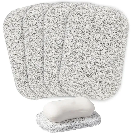 5PCS Shower Soap Bar Saver Lift Holder Dish Sponge Rack Tray Fast Dry Non-Slip white