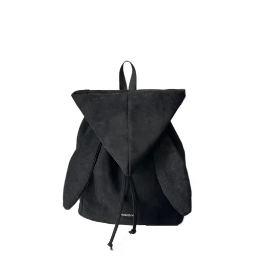 Black Suede Drawstring Backpack - Lightweight Convertible with Top Handle - Casual Daypack for Women Travel