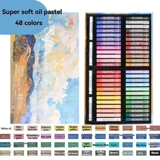 48-Color Oil Pastels Heavy-Color Oil Pastels Loose Oil Pastels Art Supplies - Classic - Size 48 colors