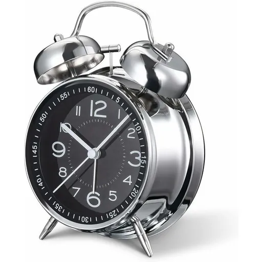 Loud Alarm Clock for Adults Heavy Sleepers, Silent Quartz with Backlight, Twin Bell, Grey, 4 Inch