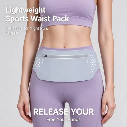 Running Waist Bag for Men Women Outdoor Sports Phone Pouch Slim Close‑Fitting Nylon Waist Pack, Halloween Travel Pouch, Light Purple, Fits Up To 7.5 Inch, Waist 60‑130cm, 2 Pcs