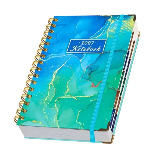 2027 A5 Hardcover Daily Planner | Daily Planning + Self-Discipline Tracking + Time Management – Essential for Boosting Productivity(Gold-plated blue marble model)