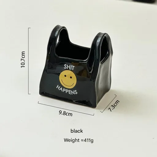 Black Ceramic Desktop Organizer - Cute Hand Shaped Pencil Holder and Makeup Brush Storage for Home and Office