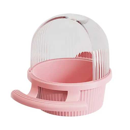 Bird Feeder Set Food Jars Cups Parrot Food Boxes Water Dispenser Troughs Cage - Pink