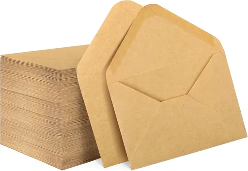 150 Pack Gift Card Envelopes, 4" x 2.75" Mini Brown Kraft Business Small Envelopes for Holidays, Weddings, Baby Showers, Birthdays Banquets -