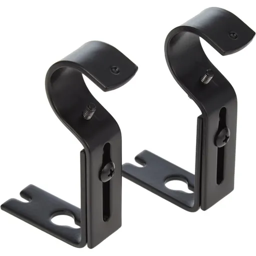 Adjustable Curtain ROd Wall Bracket, 2 Pack, Black