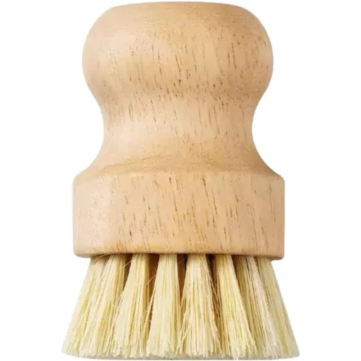 2 pack Cast Iron Scrub Brush, Palm Brush Kitchen Dish Scrubber with Natural Bamboo Wood Handle and Densely Packed Bristles Protects Nonstick Cast Iron Seasoning During Dishwashing