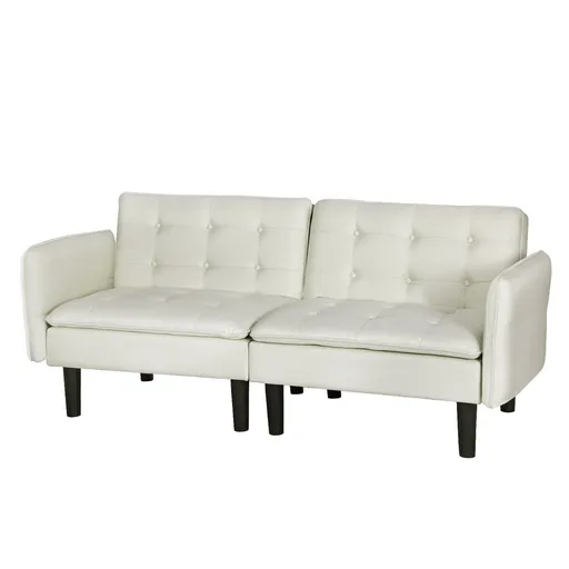 Artiss Sofa Bed 3 Seater Tufted Faux Linen Beige