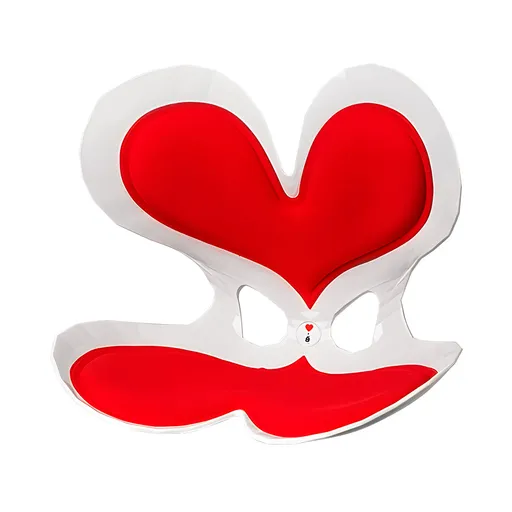 Lumbar Back Cushion Ergonomic Portable Seat Support Red Heart Design for Home Office Chair and Floor Seat