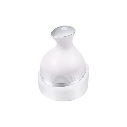 White Wireless Electric Scalp Massager with 28 Soft Silicone Massage Claws Storage Base - Rechargeable Hand-Simulated 4D Deep Kneading Head Massage Device for Humans and Pets