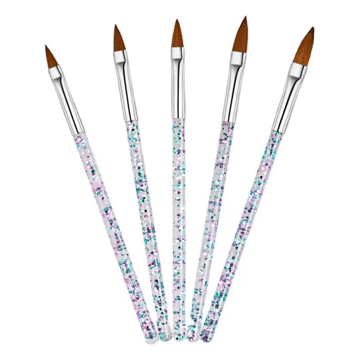 Nail Art Painting Liner Acrylic Brush Gel 3D Carved Powder DIY Manicure Pen Kit Set 5 PCS For Starter